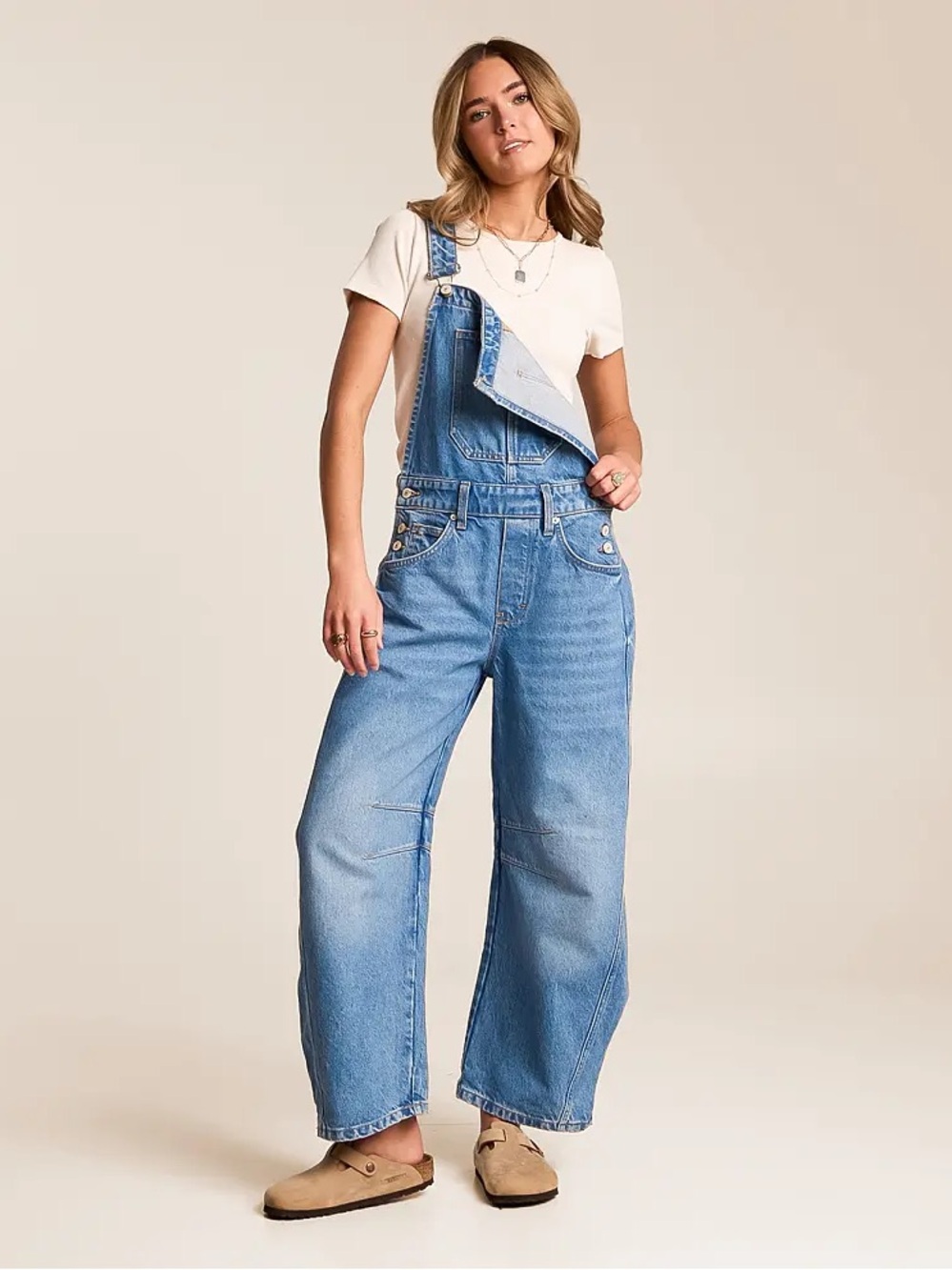 Free People We The Free Good Luck Barrel Overalls